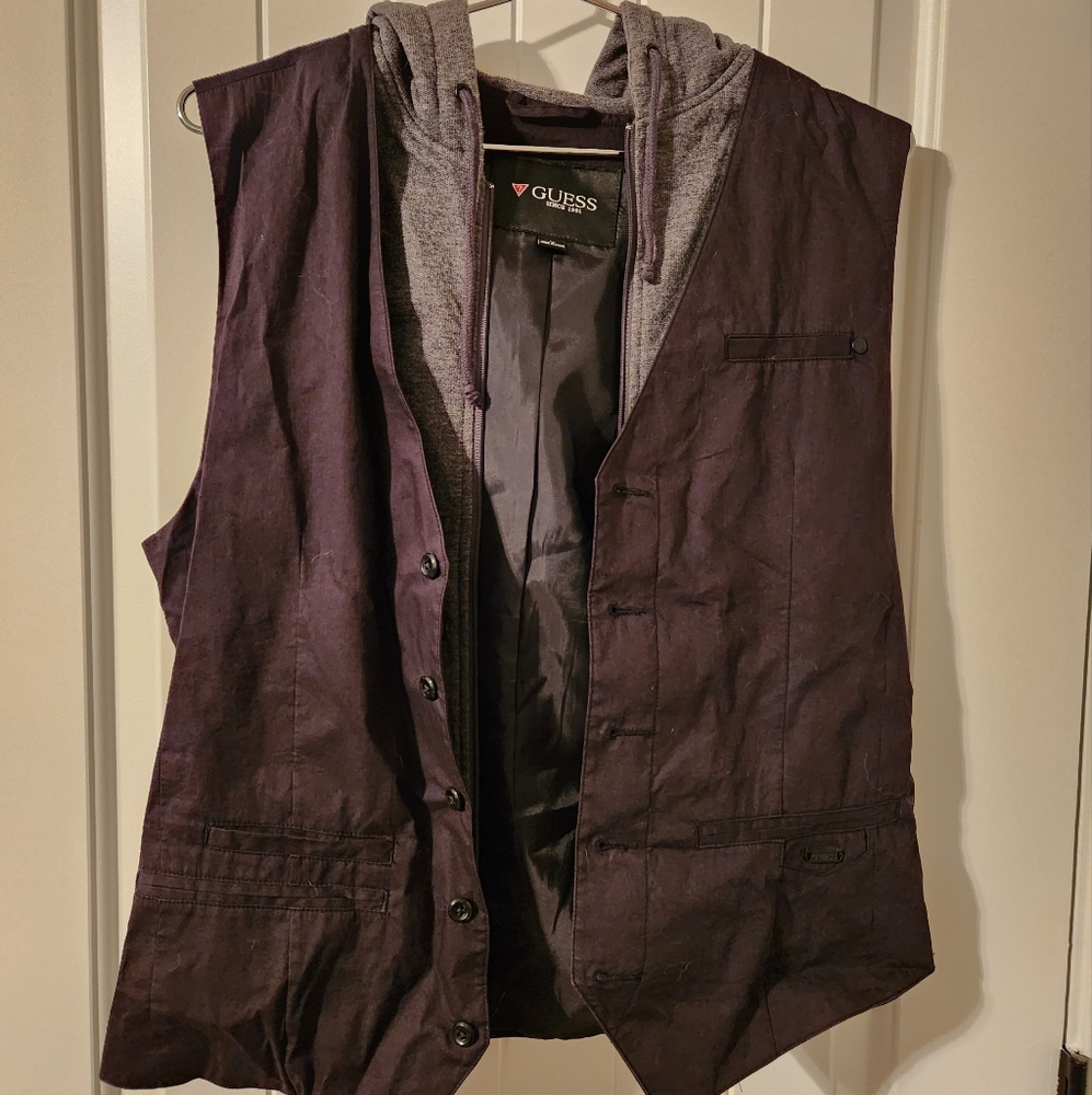 Guess Hooded Vest Mens Size M